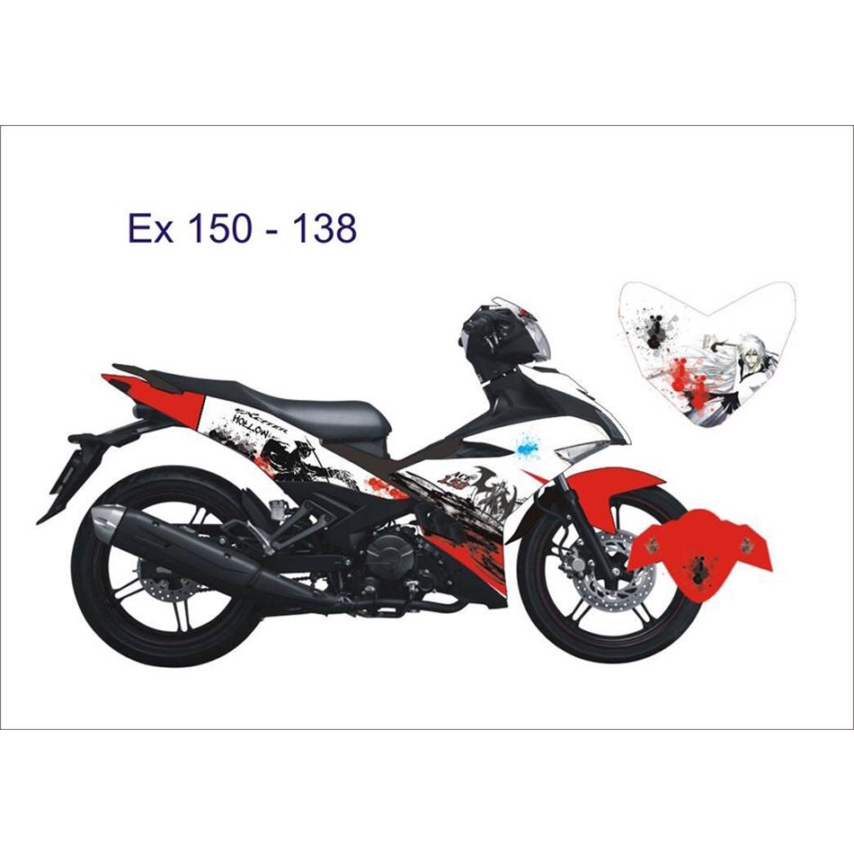Tem trùm Exciter 150 đỏ trắng đen quỷ ACE - Độ dán team trùm decal xe máy ex150 đỏ trắng đen quỷ ACE