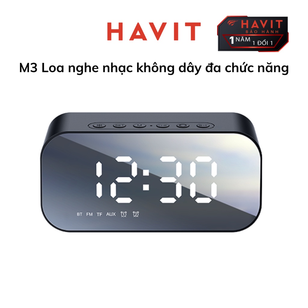 Loa nghe nhạc đa năng Bluetooth HAVIT M3 Màn hình hiển thị thời gian công suất 3W dung lượng pin 1200mAh Đen