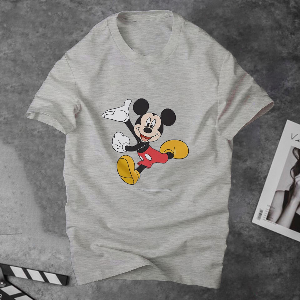 Áo Thun Nam Cổ Tròn Chuột Mickey Cao Cấp Tay Ngắn, chất cotton bề mặt vải mềm Mịn cực hot