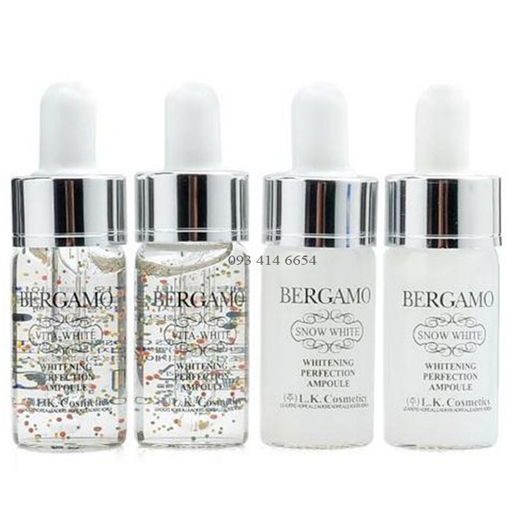 Tinh Chất Serum Bergamo Snow White & Viva White Whitening Perfection Ampoule set 4 Màu Trắng