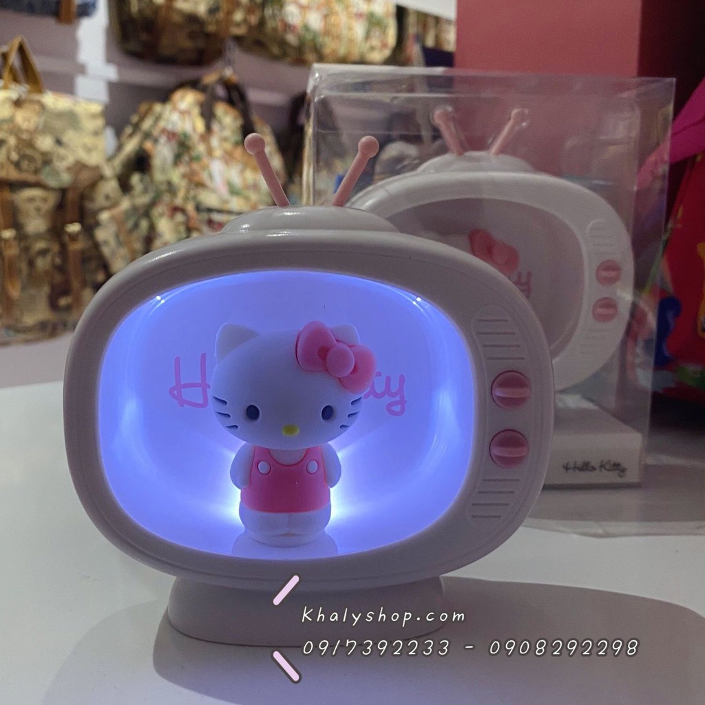 Đèn ngủ để bàn hình Hello Kitty tivi màu trắng siêu xinh cho các bé và bạn nữ (Miniso) - (12x4.5x10cm) - 84NDENKT7017