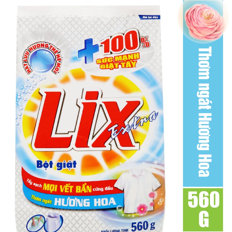 Bột giặt LIX Extra Hương Hoa 550G - Tẩy Sạch Cực Mạnh Vết Bẩn- EB055