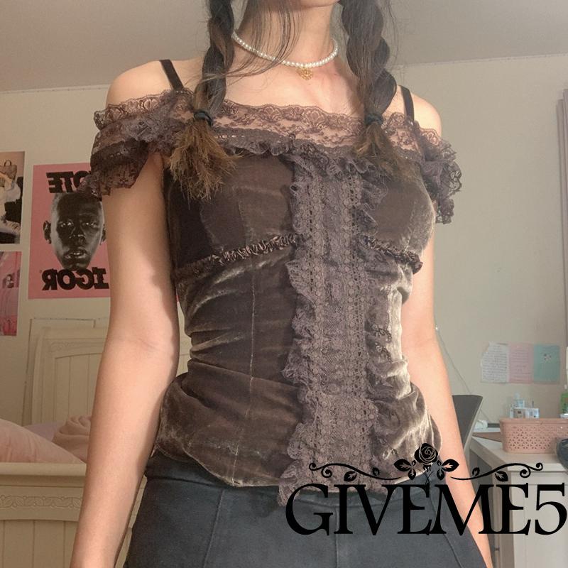 Áo Hai Dây Cổ Vuông Viền Ren Cắt Thấp Quyến Rũ Thời Trang Xuân Hè Cho Nữ