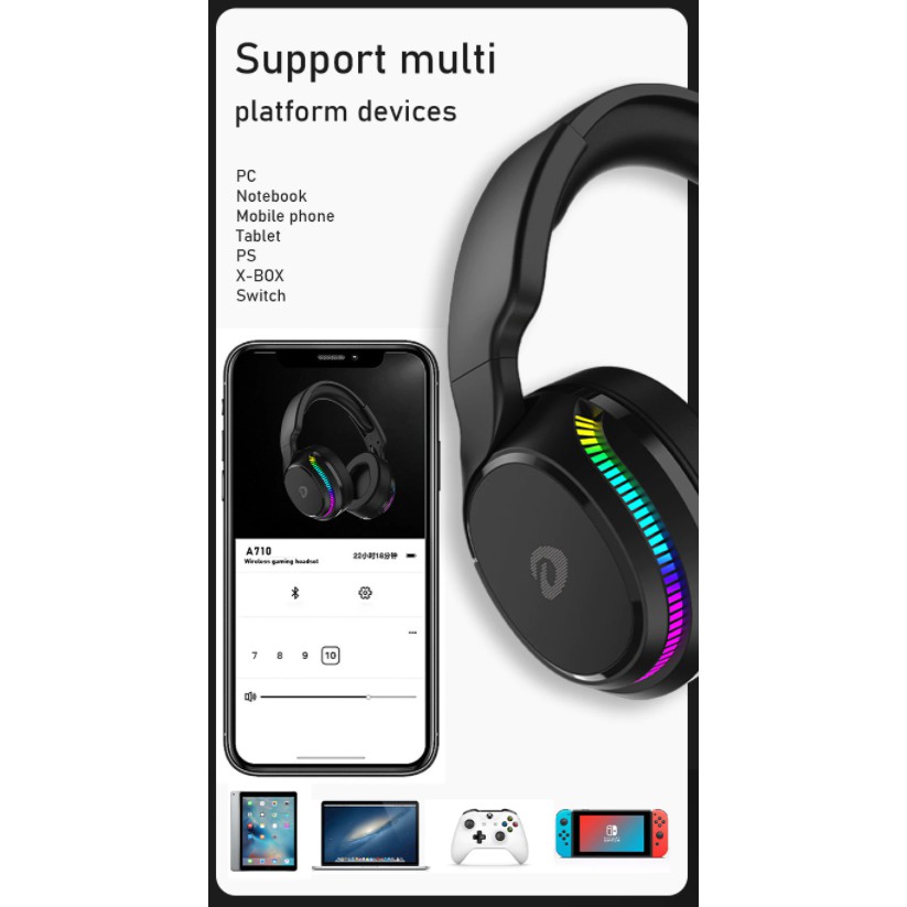 Tai nghe gaming không dây DAREU A710 RGB / WIRELESS 5.8G Chính hãng BH 12 tháng.