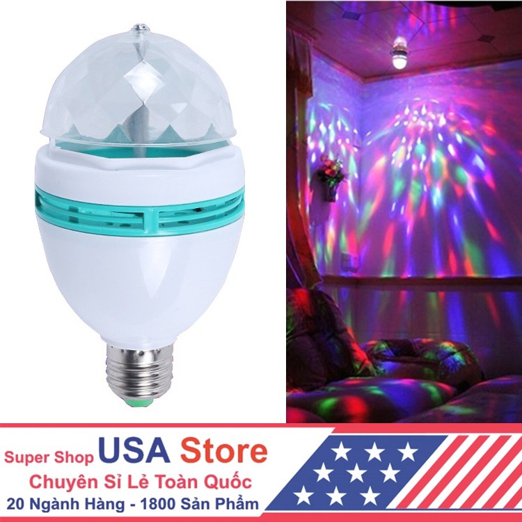 Bóng Đèn Led Vũ Trường Gia Đình Xoay 360 Độ Đui Tròn - 7 Màu Cá Tính - Karaoke Tại Nhà