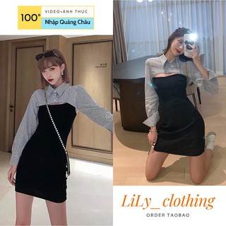 Đầm nữ dự tiệc quảng châu [VIDEO+ẢNH THẬT] Váy nữ đẹp cá tính sexy cut out tạo điểm nhấn, họa tiết phối sọc ngang  V98