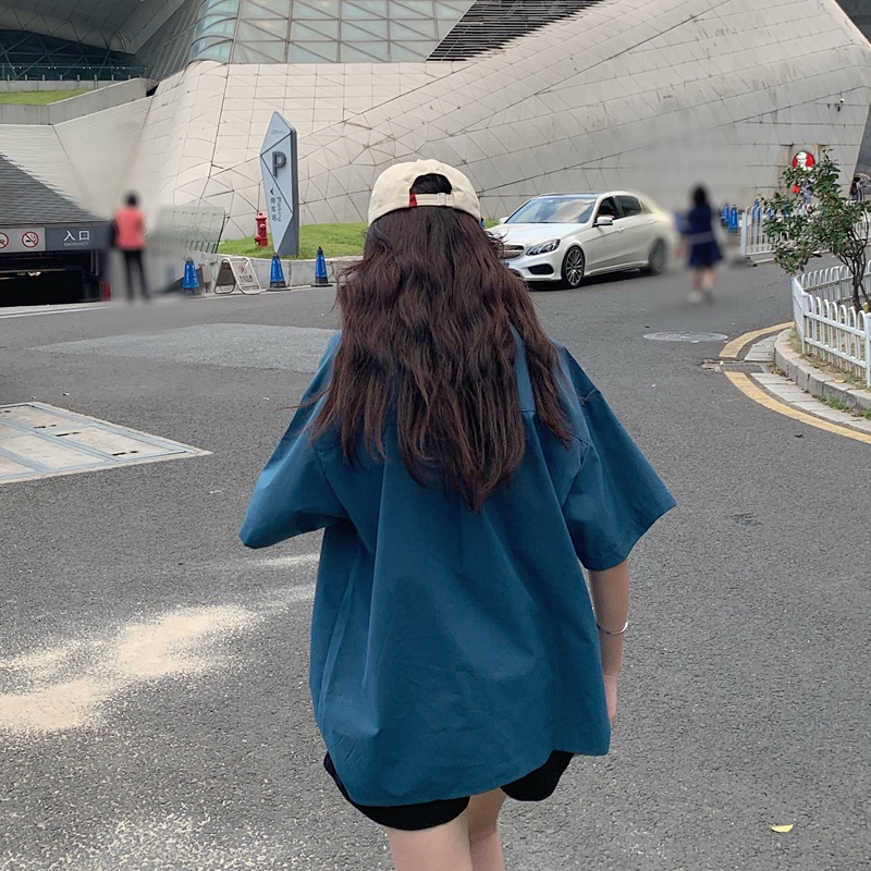 SUXI Áo sơ mi nữ tay ngắn dáng rộng thời trang mới mùa hè phong cách Hàn Quốc