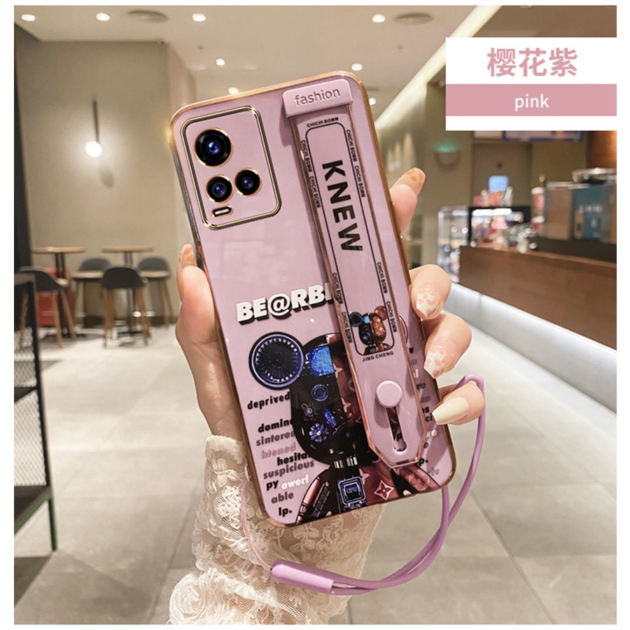 Ốp lưng Vivo Y21 Vivo Y21S Vivo Y33S điện thoại mạ điện hình gấu 3D thời trang cho