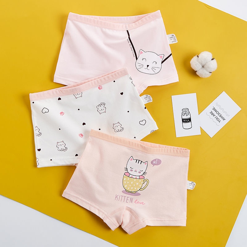 [T09 Hoy trend] Set 3 quần chíp đùi cho bé gái, quần lót trẻ em Maruka Fashion 100% cotton siêu mềm mịn