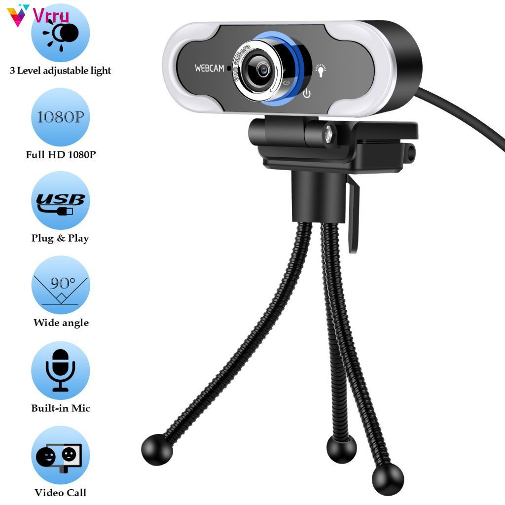 Webcam 1080p Có Đèn Led Cho Máy Tính