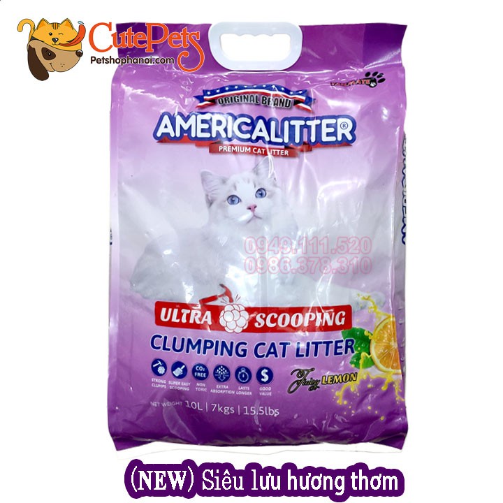 Cát vệ sinh cho mèo tải 2 túi, Cát mèo 10l America Litter - Phụ kiện cho chó mèo Hà Nội