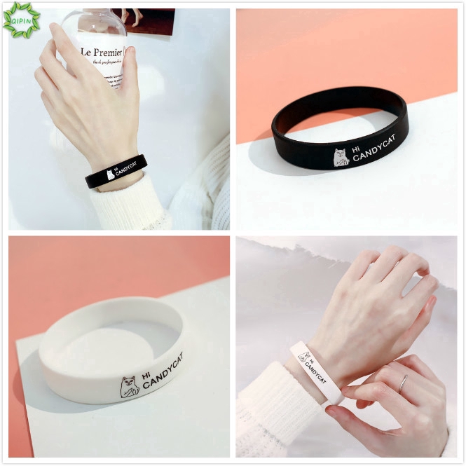 Vòng tay cao su in hình mèo xinh xắn cho nam nữ