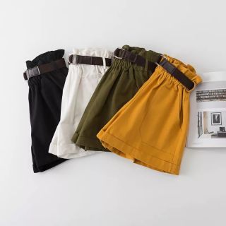 Quần shorts thô cạp cao nữ