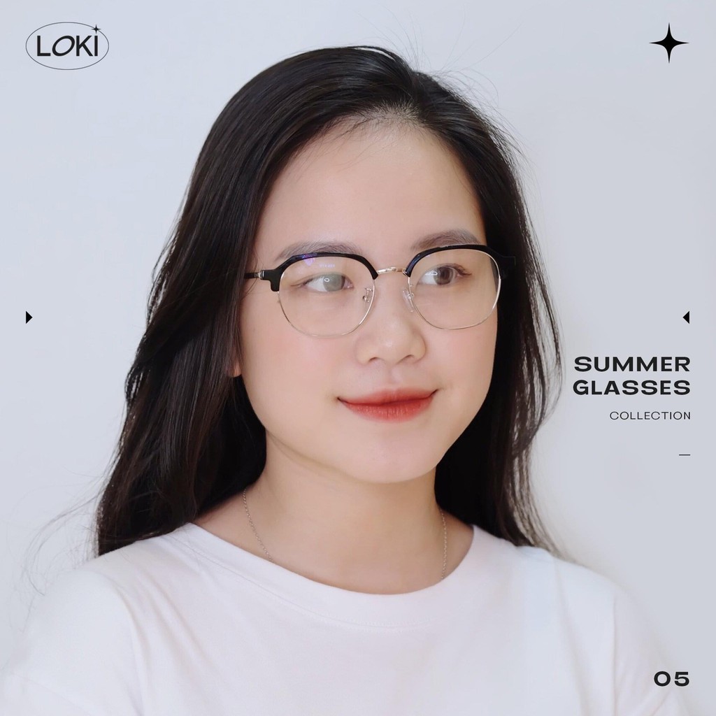 Gọng kính cận classic nam nữ LOKI kim loại mắt kiếng không độ bền đẹp thời trang Hàn Quốc trendy