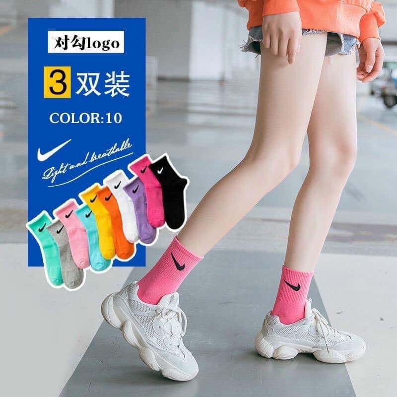 Tất thể thao nam nữ cổ cao nhiều màu vớ unisex cổ cao in logo thời trang