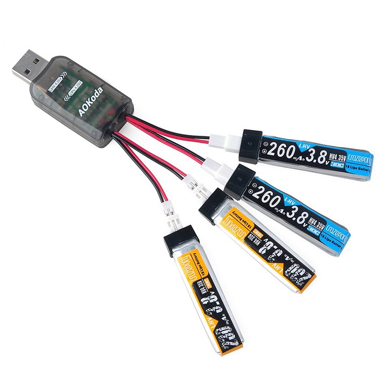 Bộ Sạc Pin Micro USB AOKoda CX405 4CH Cho 1S Lipo LiHV