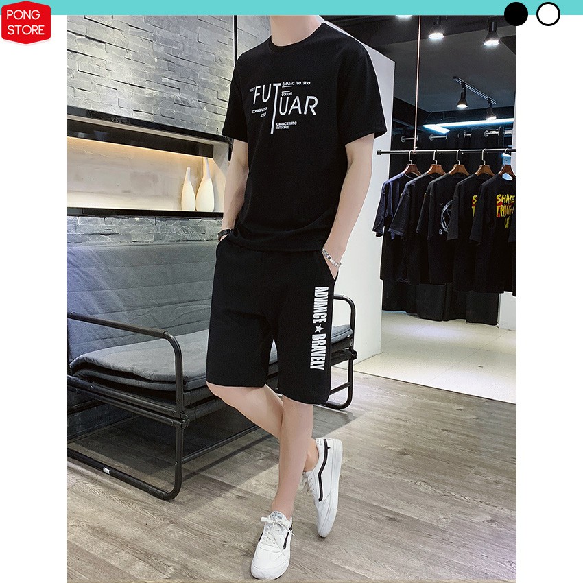 Bộ thể thao hè  FREESHIP Đồ bộ thể thao nam FUTURE mặc nhà chất thun co giãn tay ngắn form rộng pongshop