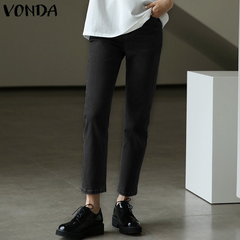 Quần VONDA Denim Lưng Cao Màu Trơn Thời Trang Dành Cho Nữ | BigBuy360 - bigbuy360.vn