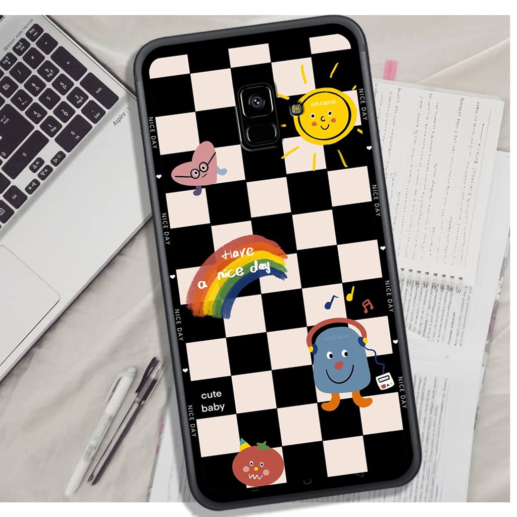 Ốp Lưng Samsung A5 2018 - A6 2018 - A8 2018 - J6 2018, In Hình &quot;Black Heart&quot; Phong Cách Đẹp.