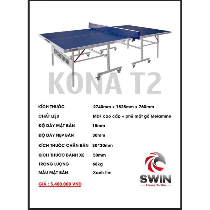 BÀN BÓNG BÀN SWIN KONA T2