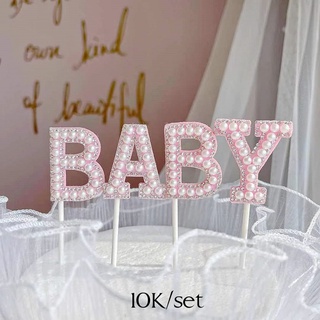 Thẻ BABY hạt ngọc trang trí bánh kem