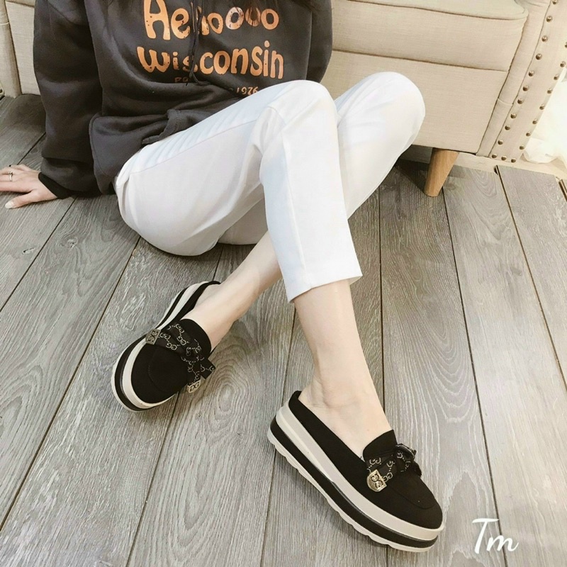 Giày sục nữ độn đế 7p cao cấp, sục nữ đế bánh mì siêu hot