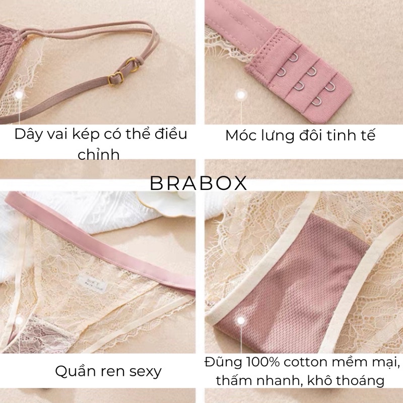 Áo lót nữ đệm mỏng, áo ngực ren mút liền thông hơi BRA34 BRABOX