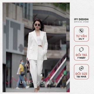 Áo Vest Nữ Trắng 2 Túi Viền Rẽ IFY Design FS81A