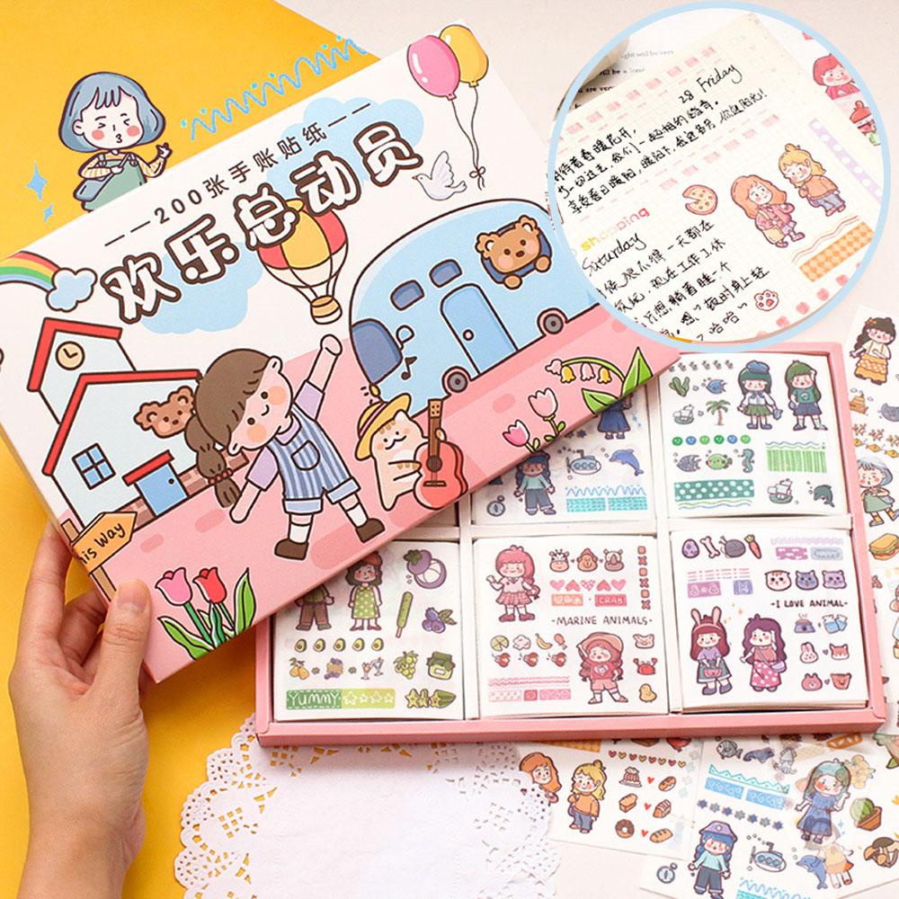 Mmluck Set Nhãn Dán Màu Hồng Dễ Thương Dùng Trang Trí Sổ Tay Nhật Ký Album Ảnh