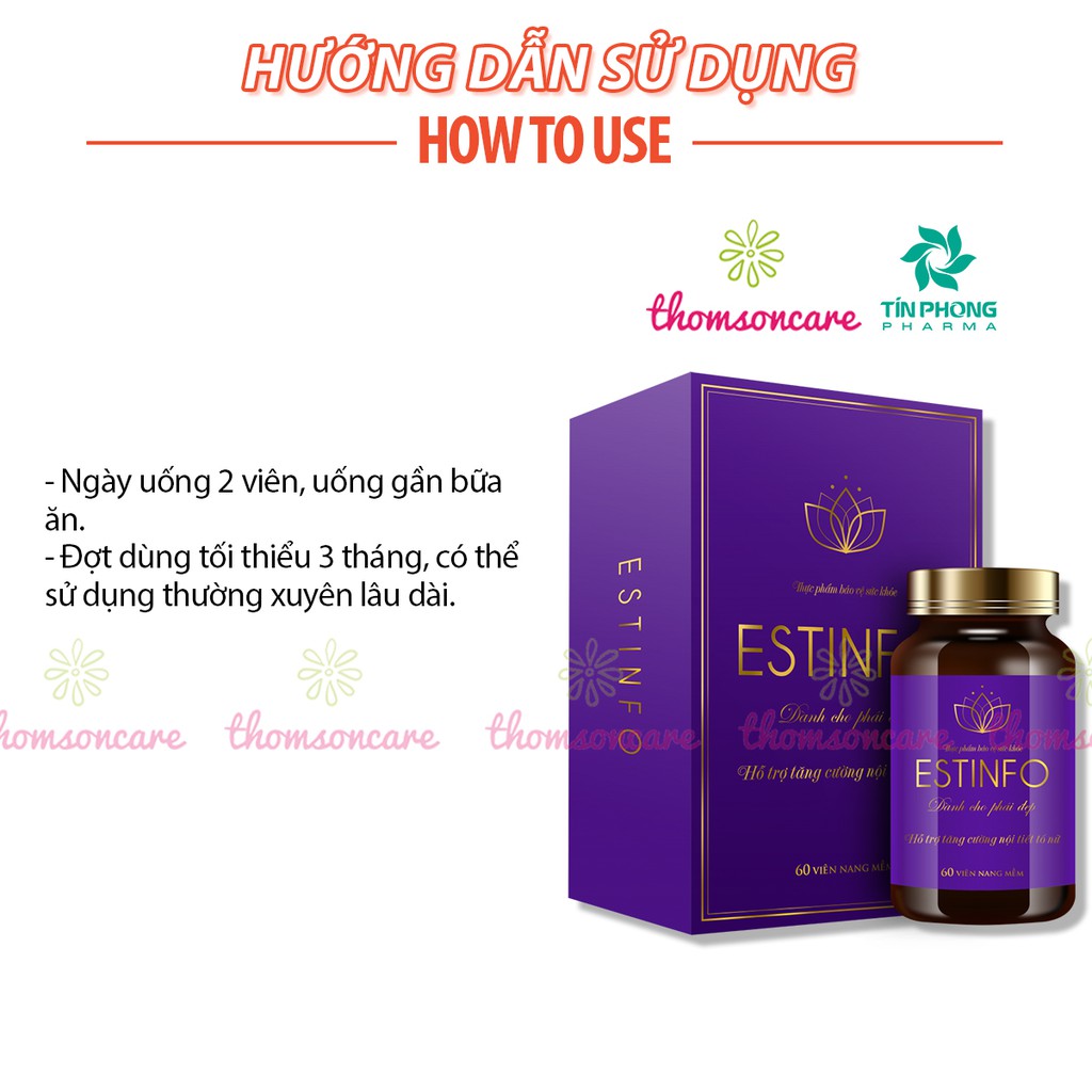 Bổ sung nội tiết tố nữ, giảm nám da từ mầm đậu nành và Glutathion - Estinfo Hộp 60 viên