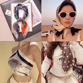 Khăn lụa vuông công sở 70x70cm khăn quàng nữ văn phòng khăn turban bandana cao cấp sang trọng đầy tinh tế