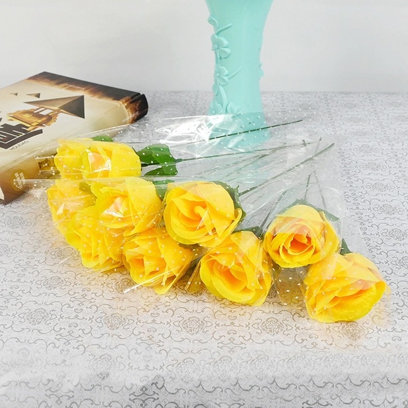 Bộ 10 Bông Hoa Hồng Lụa 5 Màu Trang Trí Nội Thất