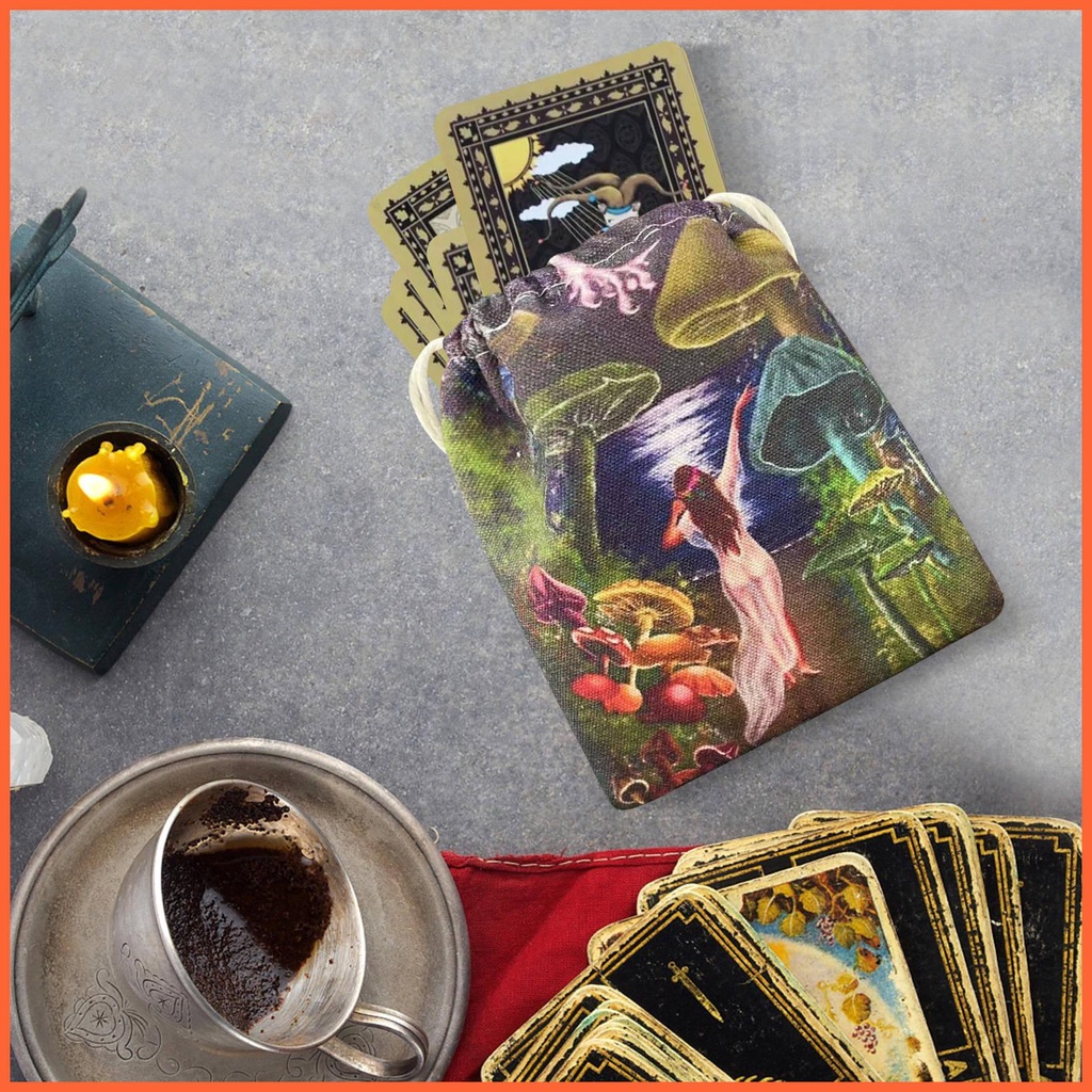 Túi Đựng Thẻ Bài Tarot Bằng Nhung Mềm Mại Có Dây Rút Thêu Họa Tiết Thủ Công