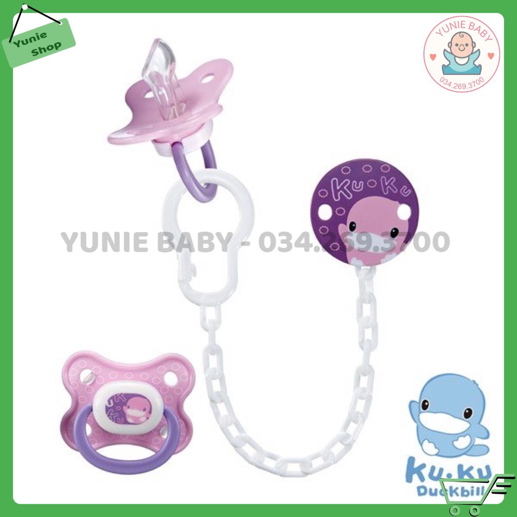Kuku Duckbill - Ty ngậm màu sắc kèm dây giữ ty cho bé từ 0m+