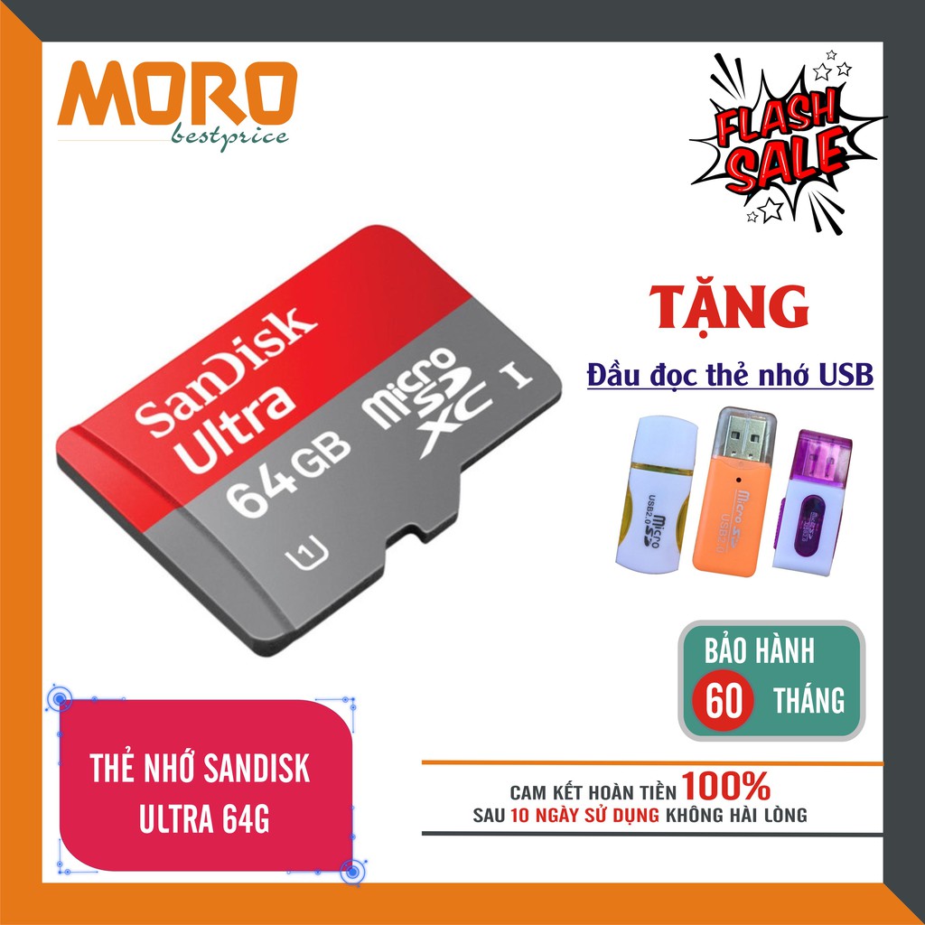 Thẻ Nhớ MicroSDHC SanDisk Ultra 64GB - Nhập khẩu - bảo hành 5 năm