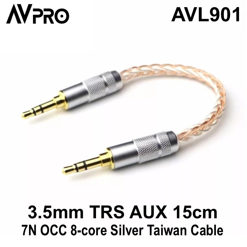 Dây Cáp Avpro Avl901 3.5mm Trs 3 Lõi Bạc Aux 7n Occ 8-core Dài 15cm