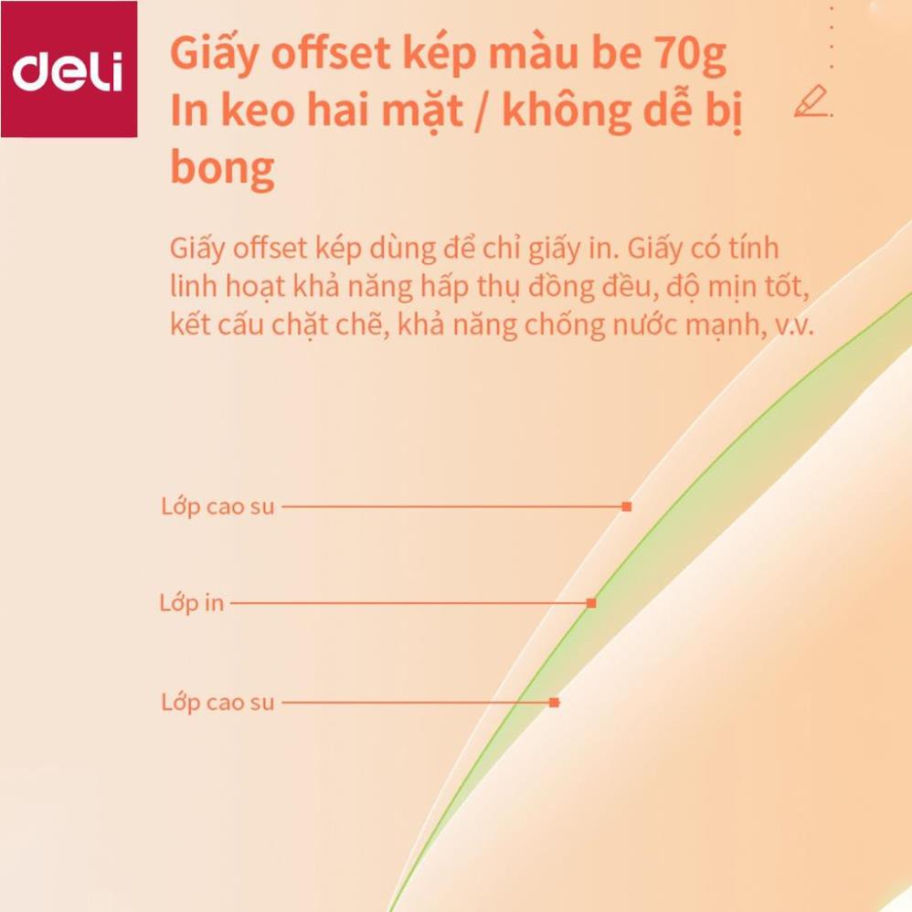 Sổ tay ghi chép A5 bìa da PU Deli 112 trang - Màu Cam/Vàng - 1 quyển - 3183 [Deli]