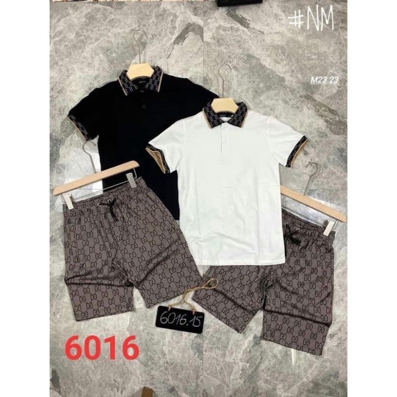 Bộ Hè Nam Có Cổ Phối Nâu 3D ( Hàng Shop ) BB51 + | BigBuy360 - bigbuy360.vn
