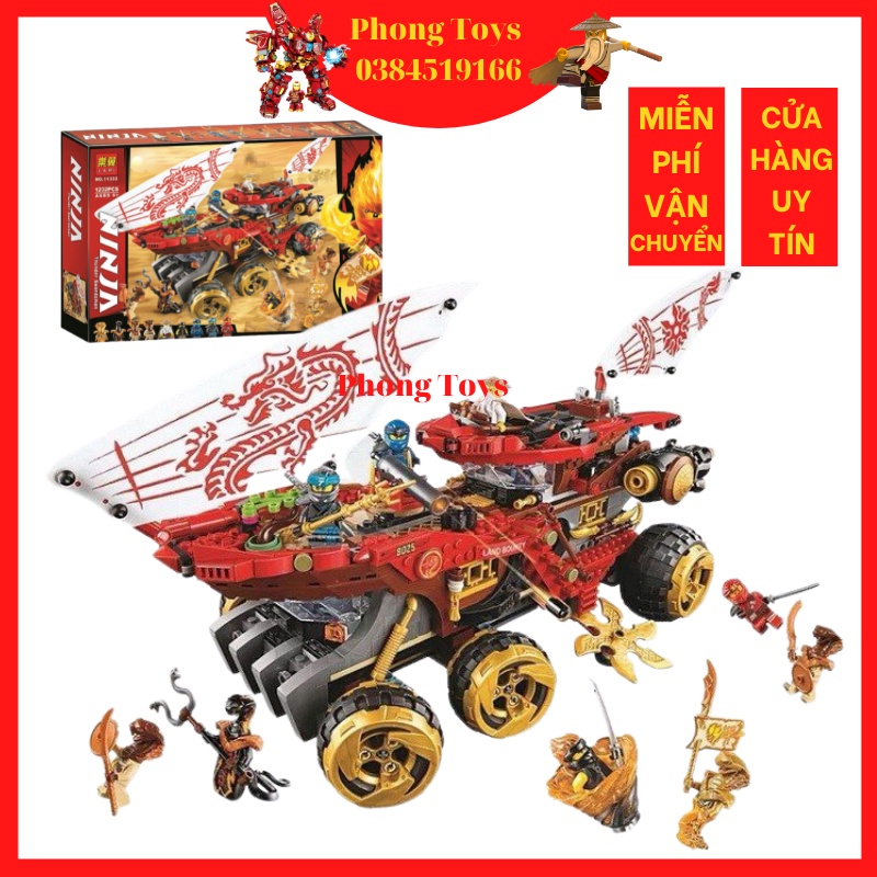 Lego Ninjago Movie 70677 LARI 11332 XẾP HÌNH CỖ XE TĂNG SA MẠC BOUNTY KAI NYA - CUỘC CHIẾN TRÊN SA MẠC 1232 MẢNH