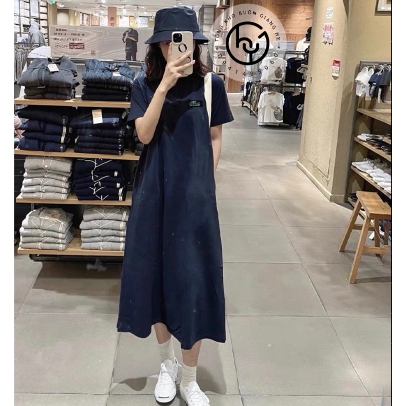 Váy polo nữ suông lacos dáng dài đầm polo dài xanh cá sấu | BigBuy360 - bigbuy360.vn