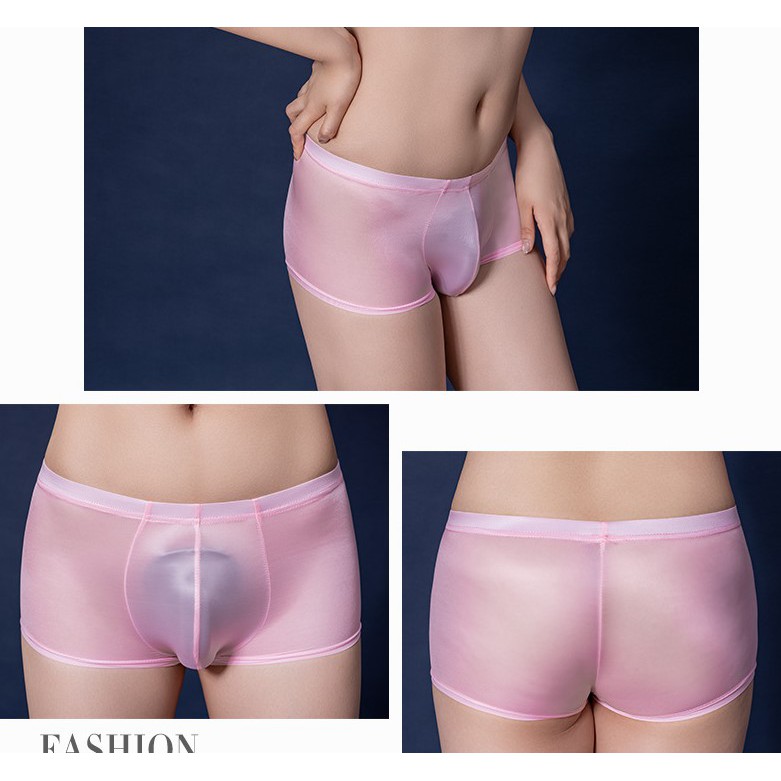 HOT Quần lót nam boxer thun trơn xuyên thấu L56 (đen, đỏ, trắng, hồng)