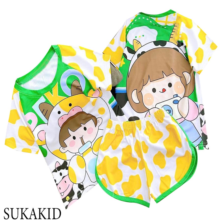 Bộ quần áo trẻ em chất liệu thoáng mát gấu thỏ.bé bò sữa happy 6kg đên 40kg.GN09.