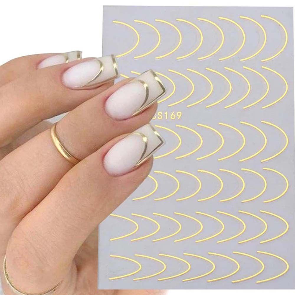 Miếng Dán Trang Trí Móng Tay Tự Dính Họa Tiết Hình Học 3D Phong Cách Pháp Cổ Điển Thời Trang