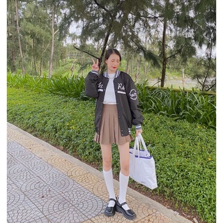 [Hình thật do shop tự chụp] Áo bomber đen  2 lớp
