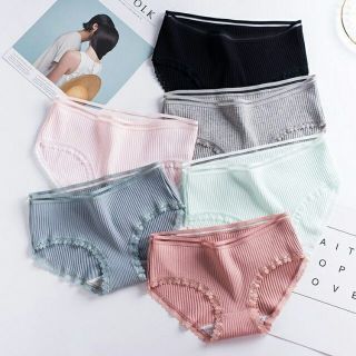 Set 5 quần lót Muji cotton tăm viền ren