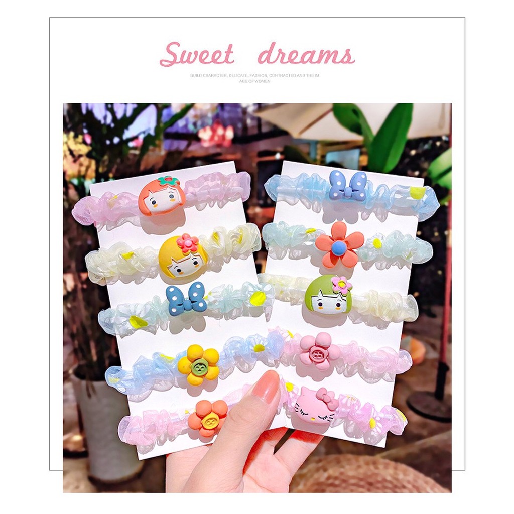 Bịch 5 Dây cột tóc hoạt hình dễ thương cho bé