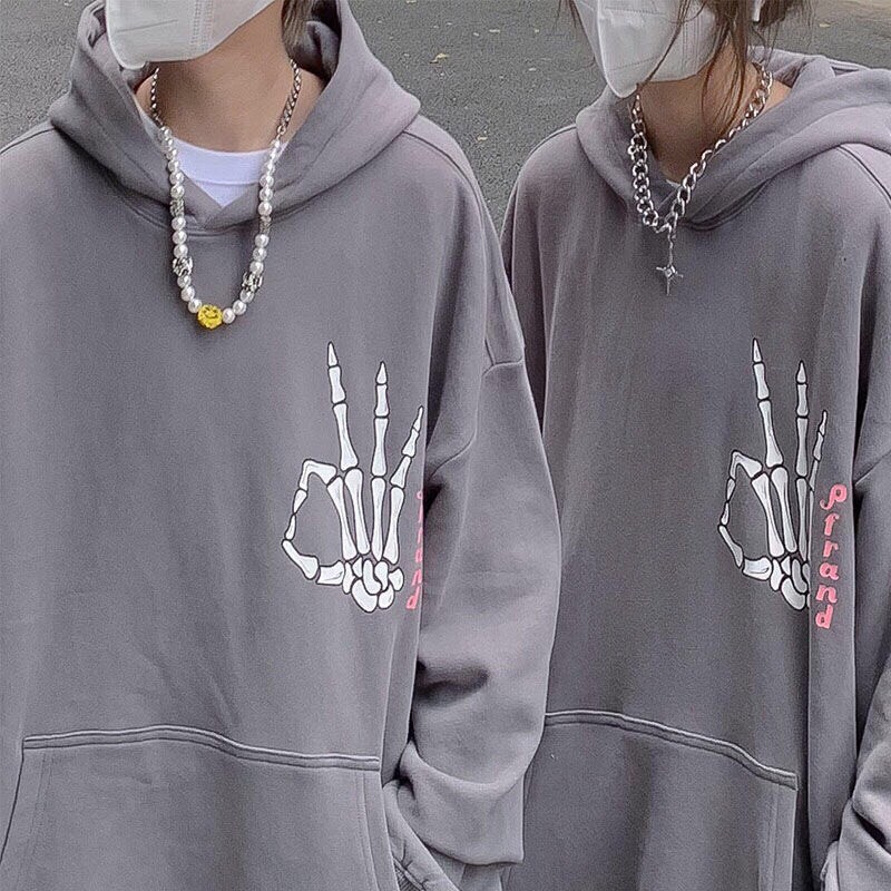 [Ảnh thật] Áo hoodie unisex form rộng logo Xương bàn tay_Áo nỉ mũ nam nữ basic,hottrend | BigBuy360 - bigbuy360.vn