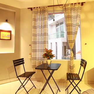 Rèm voan Nhật Bản HOME008 (YE & GREY), rèm vải vintage màu vàng/màu xám