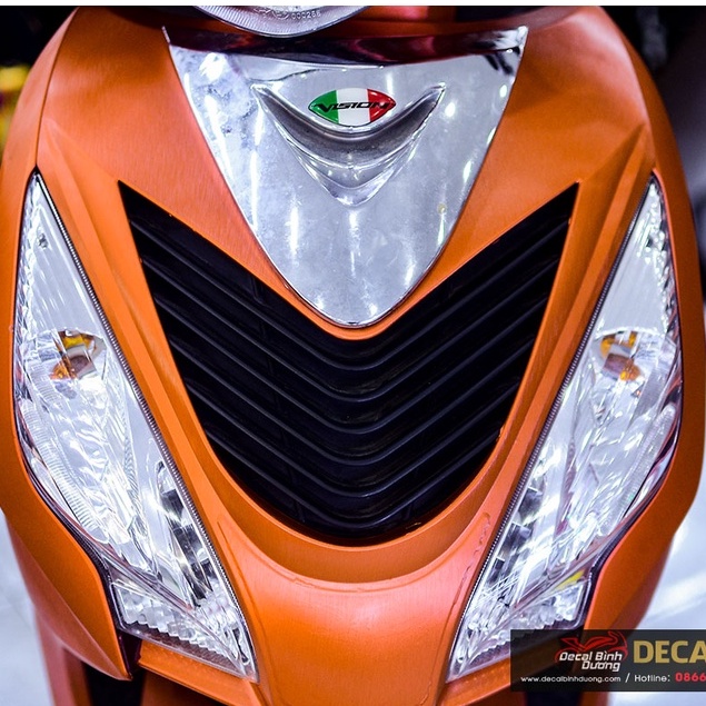 Tem Trùm Vision Màu Cam Nhôm Xước Cao Cấp