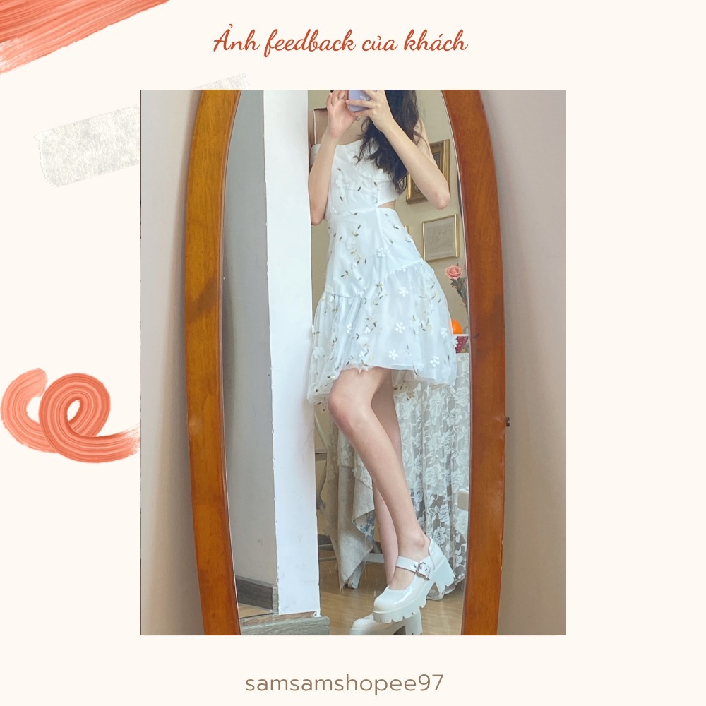 Đầm hoa hai dây tiểu thư cut eo siêu xinh